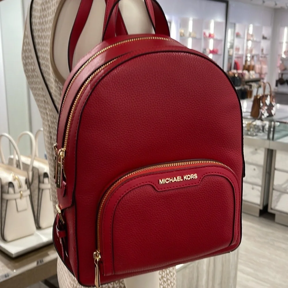 Michael Kors Jaycee Medium Pebbled Leather Backpack Chili